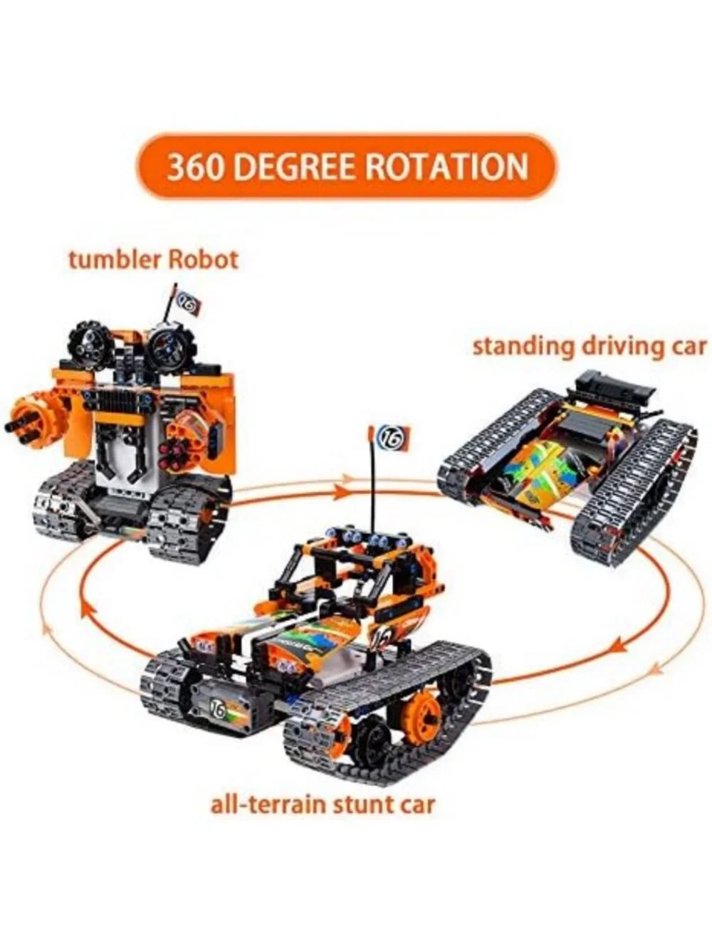 3-in-1 STEM Remote Control Building Kit - Car, Robot & Tank - 392pcs RC Toy for